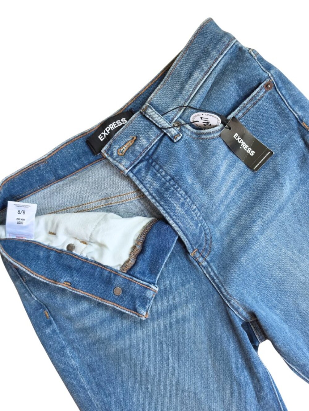 NWT Express High Rise Split Hem Bootcut Jeans 24/7 Comfort Waistband 8 Regular - Picture 4 of 5